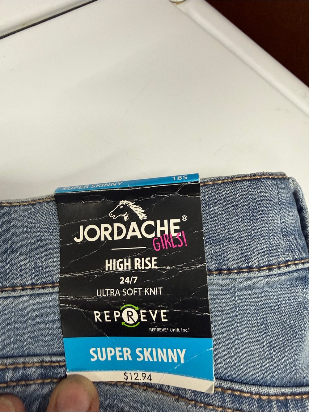 Jordache Girls Super Skinny High Rise Jeans - Light Wash Blue